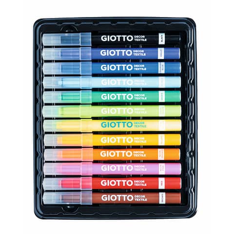 Pennarelli per tessuti GIOTTO Decor Textile tratto fine 1-3 mm assortiti astuccio da 12 - F49490000